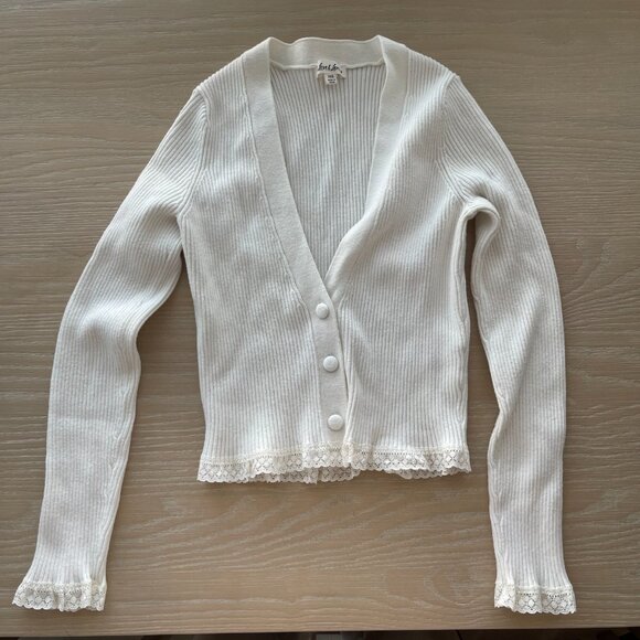 For Love & Lemons Nina Cardigan Sweater in Ivory - Picture 3 of 4